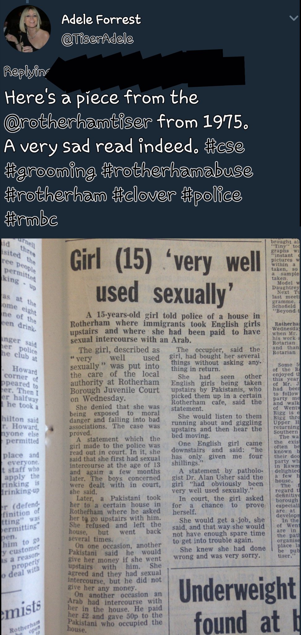 Report from Rotherham newspaper (1975)